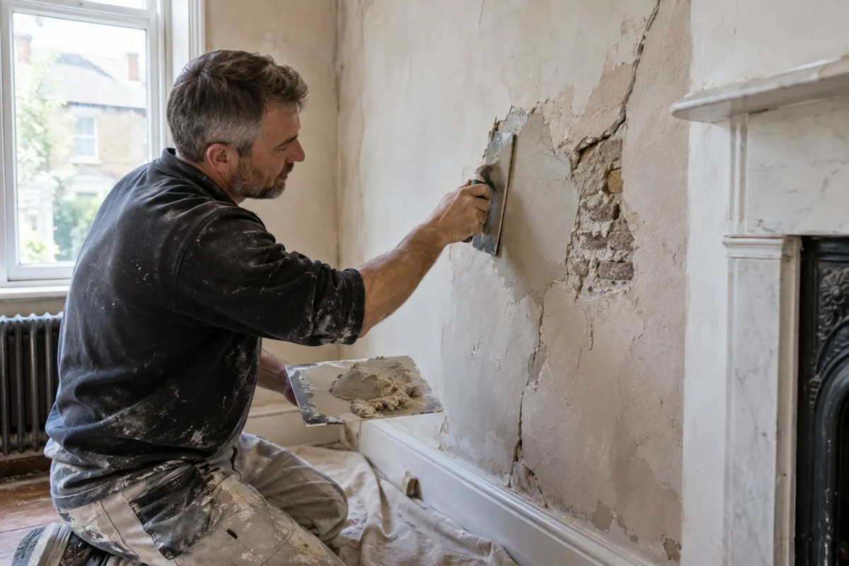 damp plaster repair carried out by a professional plasterer